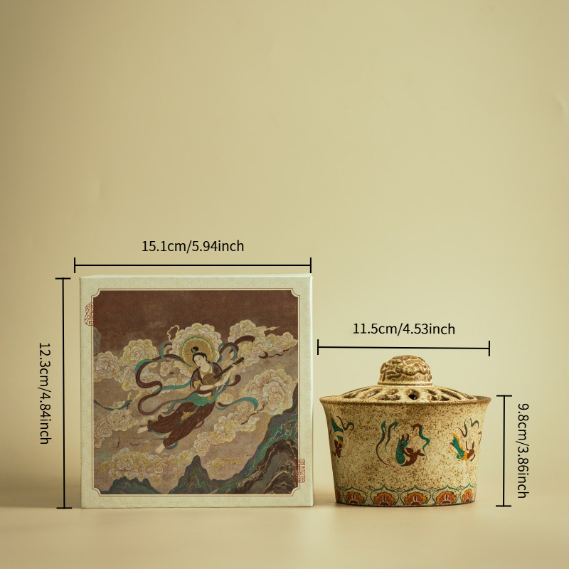 Dunhuang Flying Apsara Ceramic Incense Burner - Image 4