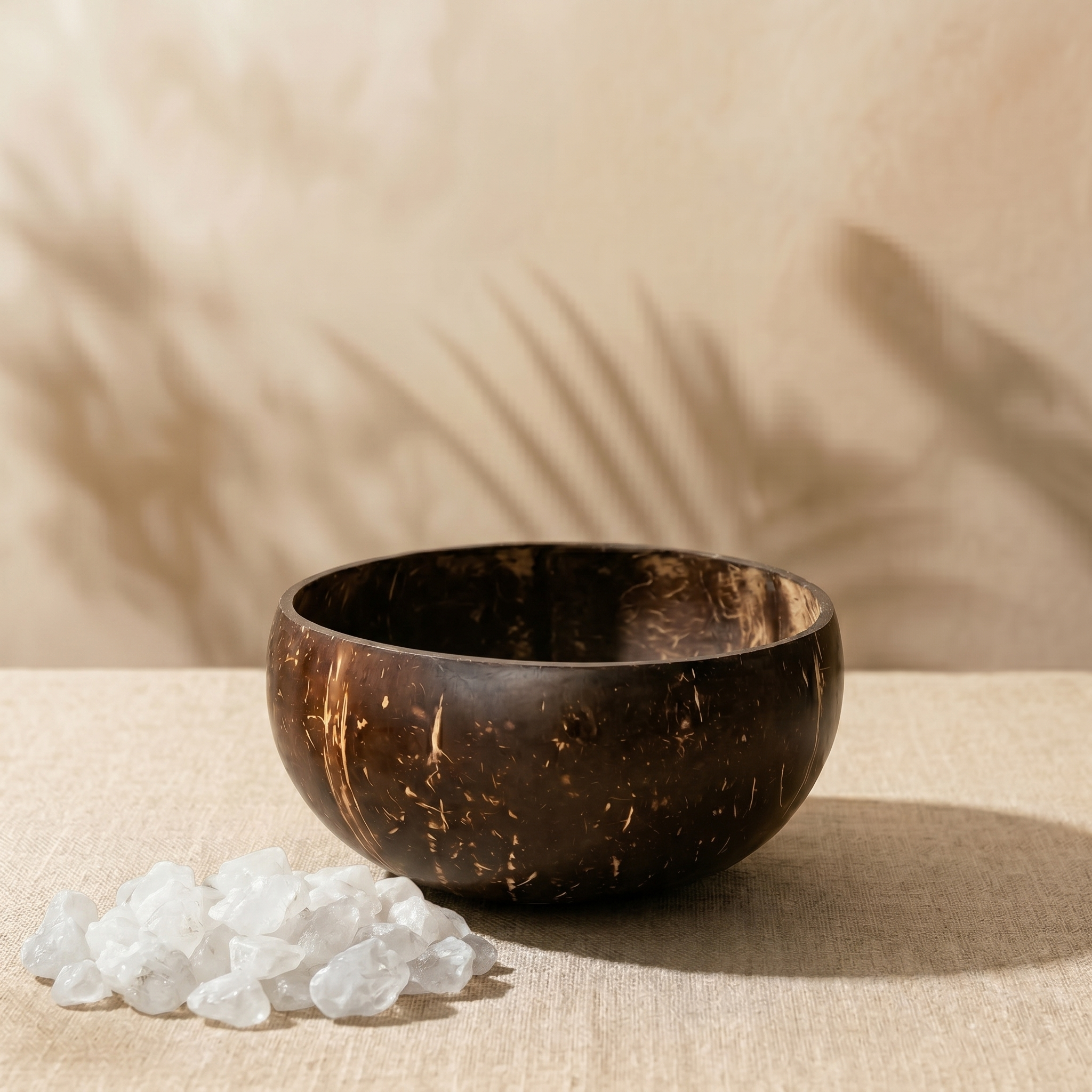 Coconut Bowl with Clear Quartz Cleansing Stone
