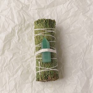 Cedar Smudge Bundle with Green Aventurine Crystal Prism